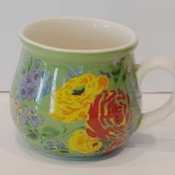 The Pioneer Woman QVC Green Floral Garden Meadow Pot Belly Mug - Picture 2 of 4